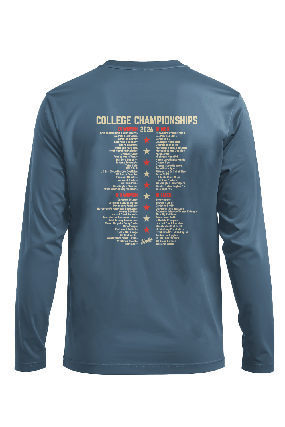 College 2026 Long Sleeve Cotton T With Teams (Steel Blue)