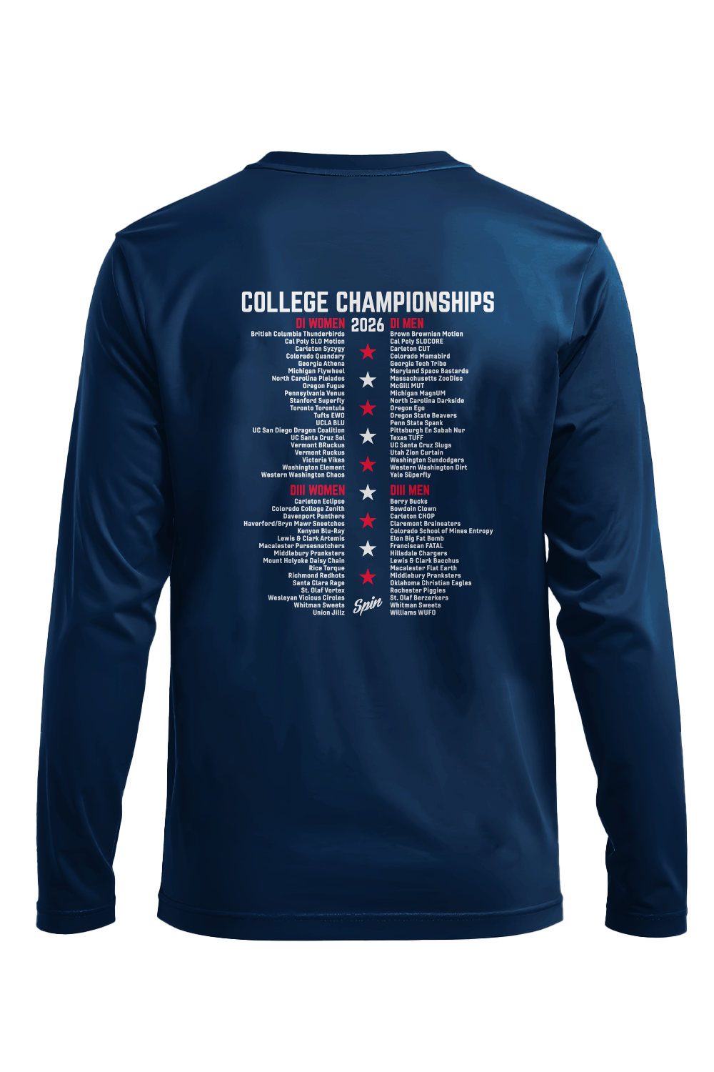 College 2026 Long Sleeve Jersey With Teams (Navy)