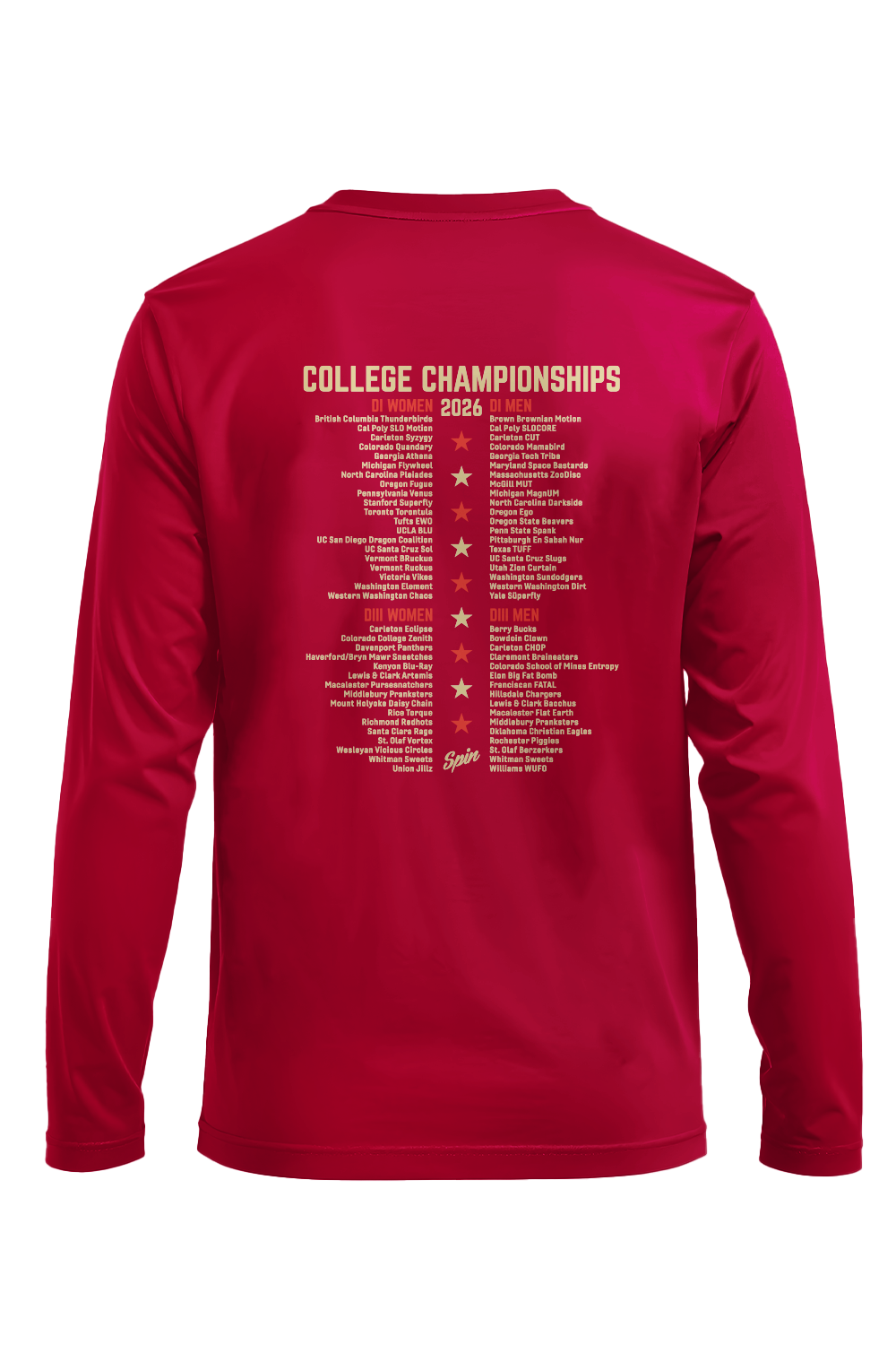 College 2026 Long Sleeve Jersey With Teams (Red)