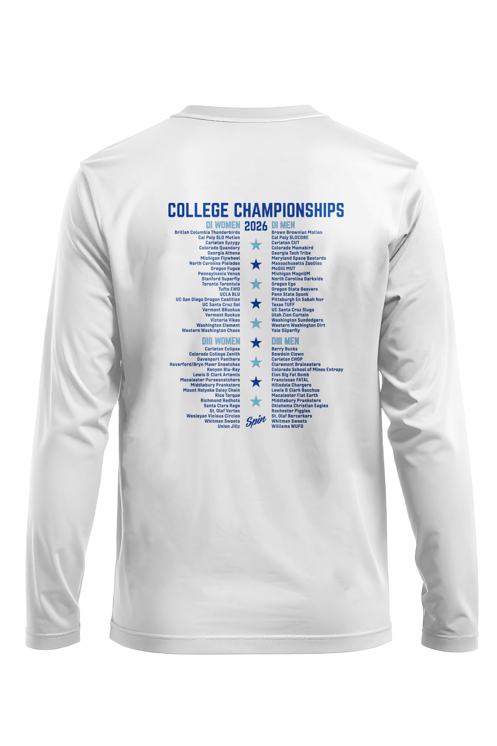 College 2026 Long Sleeve Jersey With Teams (White)