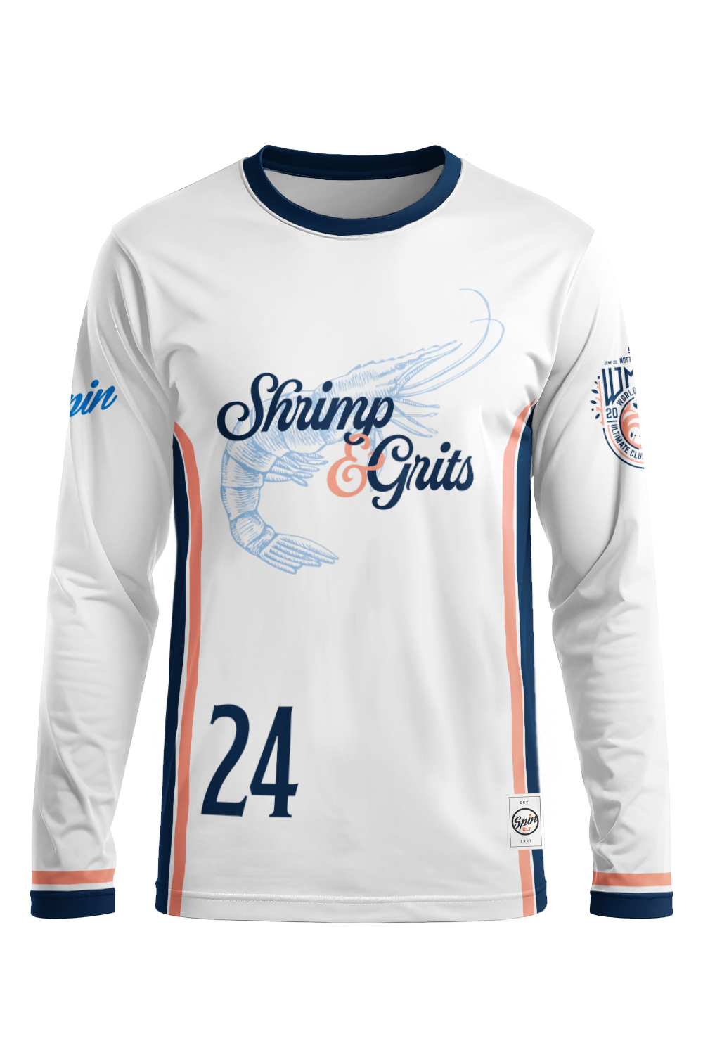 Shrimp & Grits Long Sleeve Jersey (White)